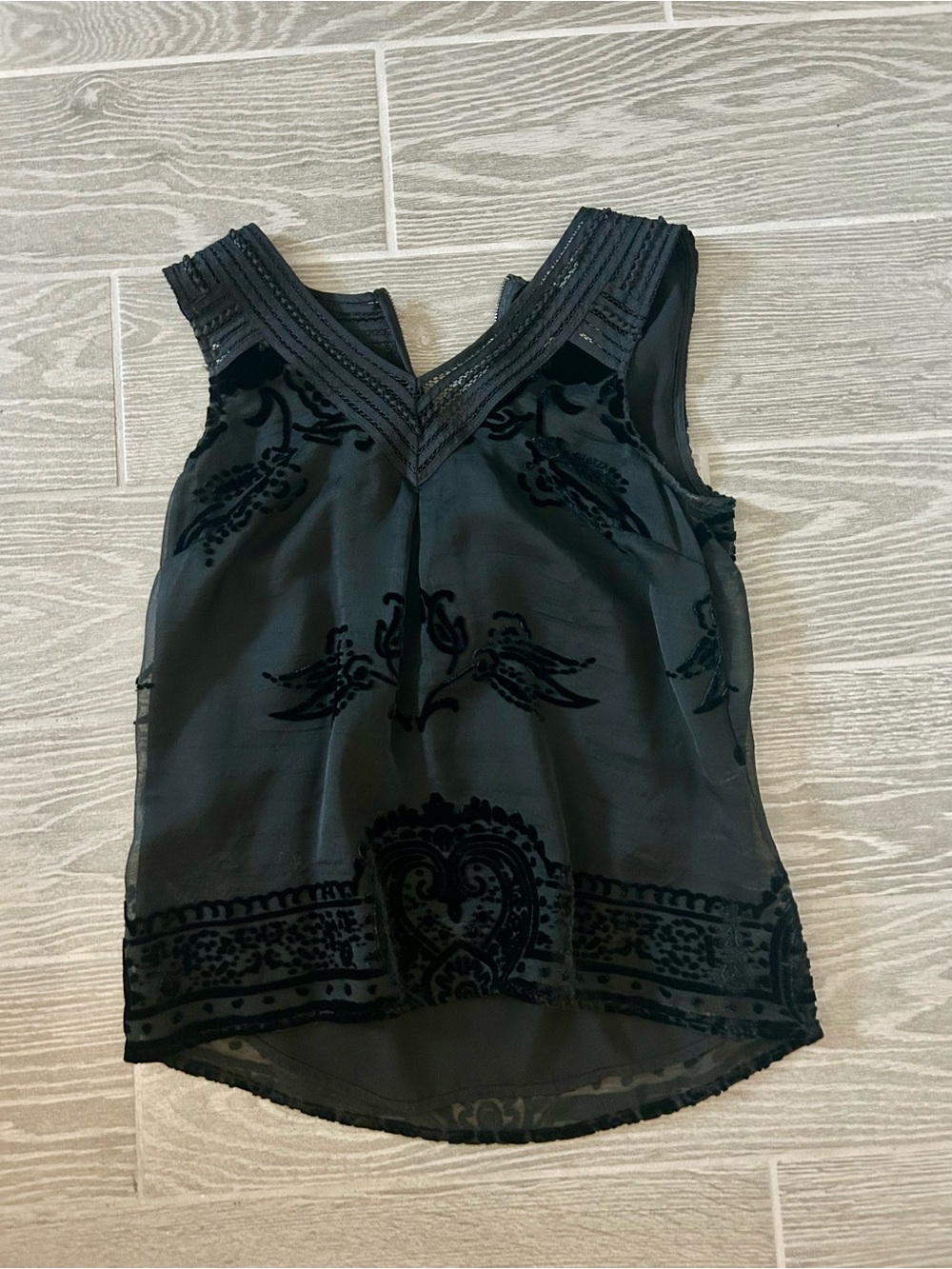 Meadow Rue Black Velvet Burnout V-Neck Tank